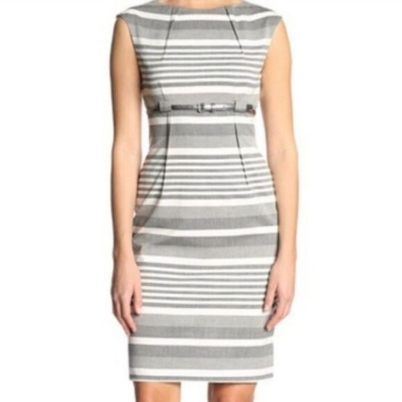 CALVIN KLEIN CAP SLEEVE STRIPED WOMEN'S SHEATH DRESS - Picture 4 of 15